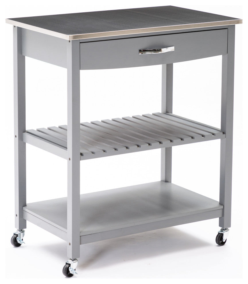 Holland kitchen cart with stainless steel top, gray