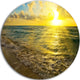 Colorful Sunset Reflecting In Waters, Seashore Round Wall Art, 38"