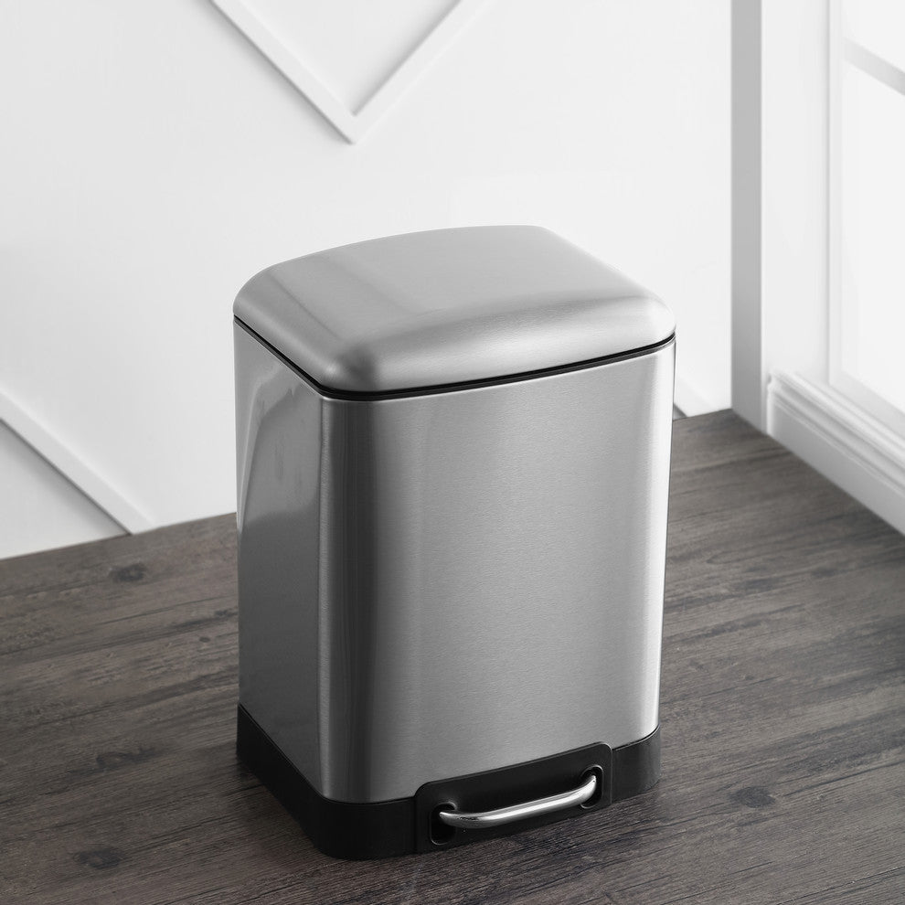 Ashley Rectangular Trash Can With Soft-Close Lid, Steel, 8 gal.