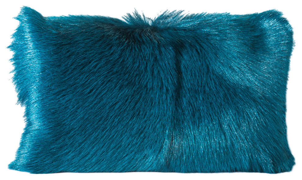 Contemporary Goat Fur Bolster Teal - Blue