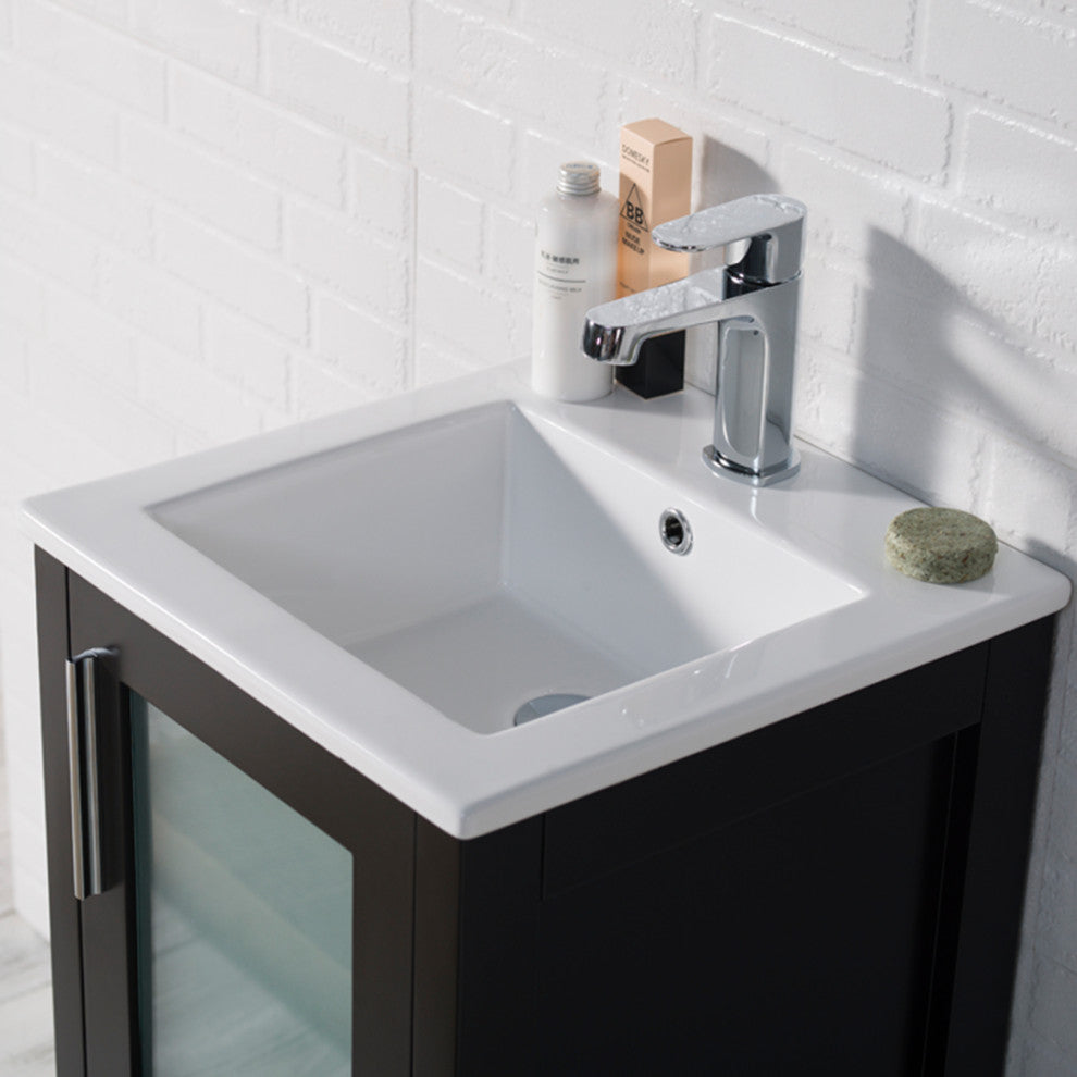 Sydney 16 Inch Vanity with Ceramic Sink - Espresso