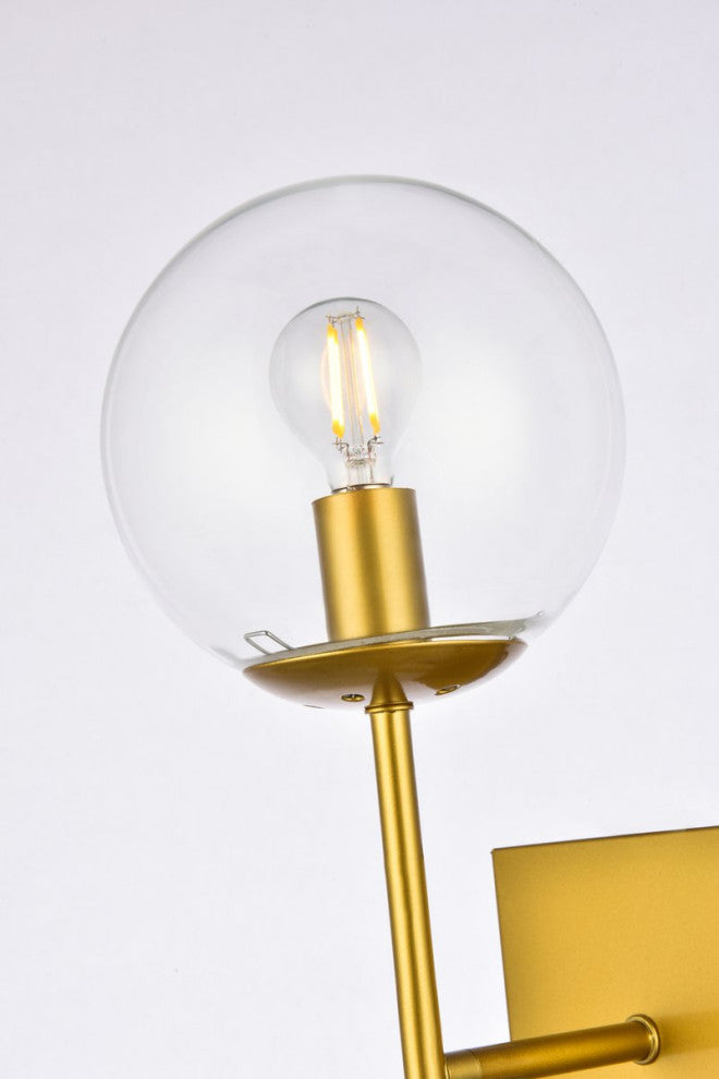 Noah 2-Light Brass and Clear Glass Wall Sconce