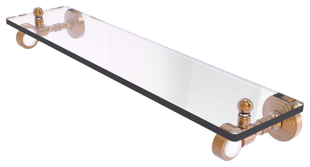 Pacific Grove 22" Glass Shelf with Groovy Accents, Brushed Bronze