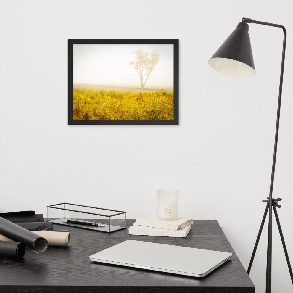 Dreams of Goldenrod and Fog Landscape Framed Photo Paper Wall Art Prints, Black, 12" X 16"