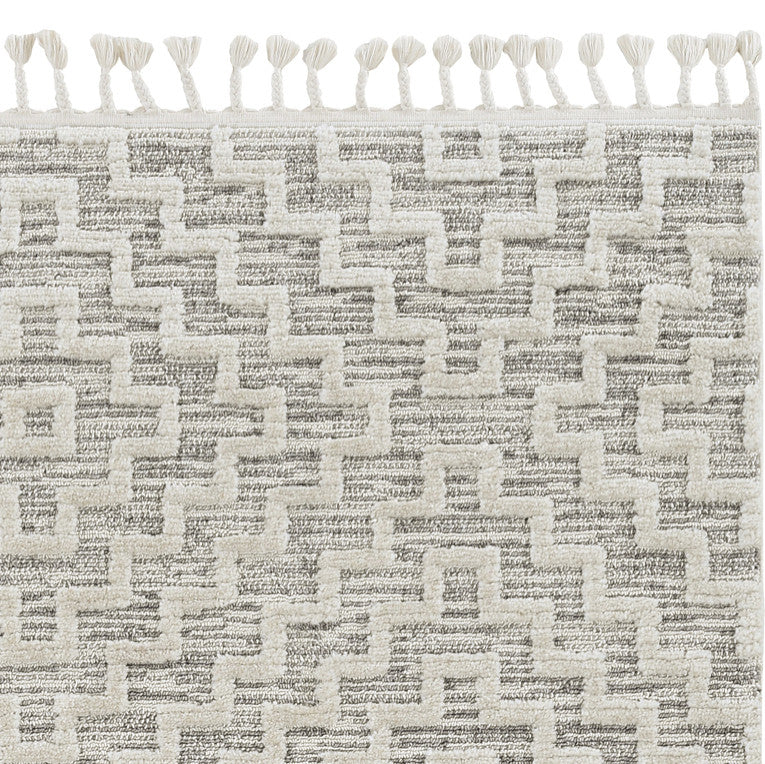 HomeRoots 8'x11' Ivory Grey Machine Woven Diamond Geometric Indoor Area Rug