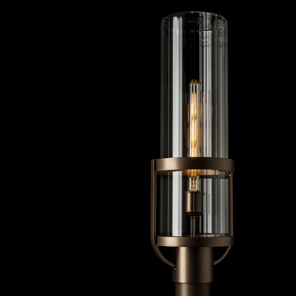 Alcove Outdoor Post Light Coastal Bronze Finish, Clear Glass