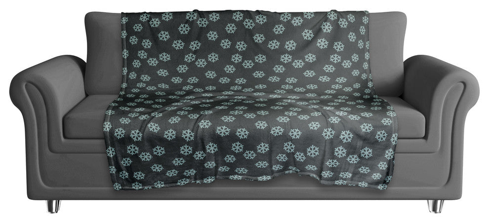 Blue Snowflakes Pattern Fleece Blanket