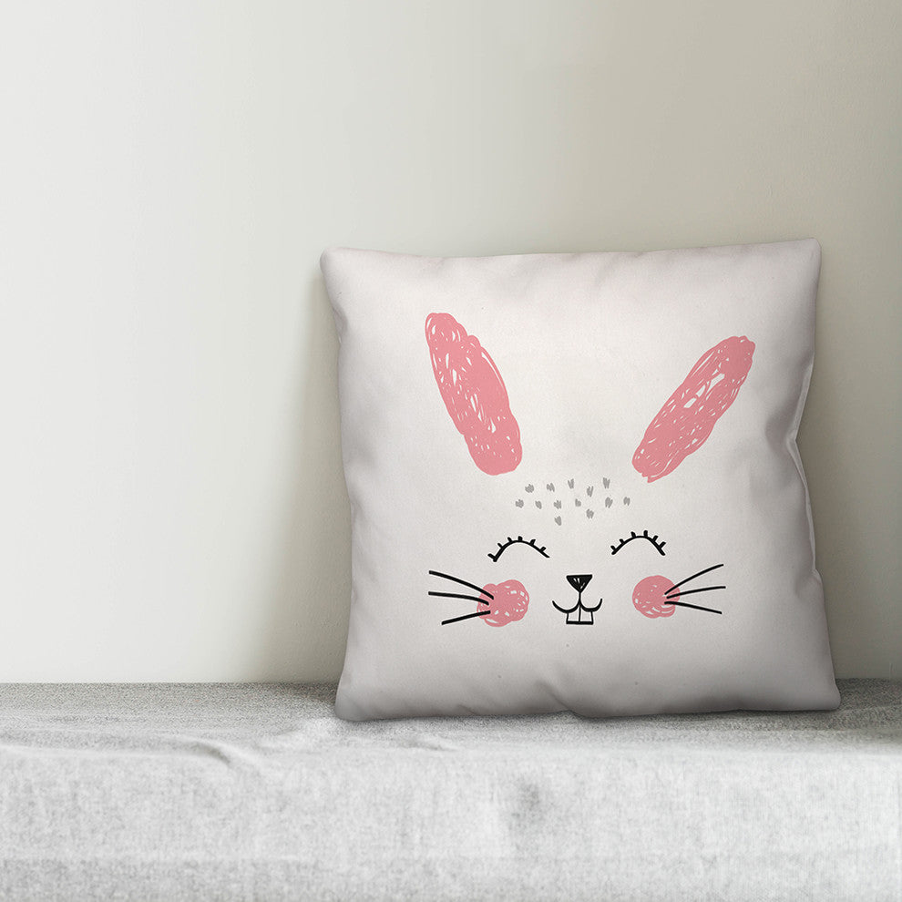 Reversible Bunny 18x18 Throw Pillow Cover