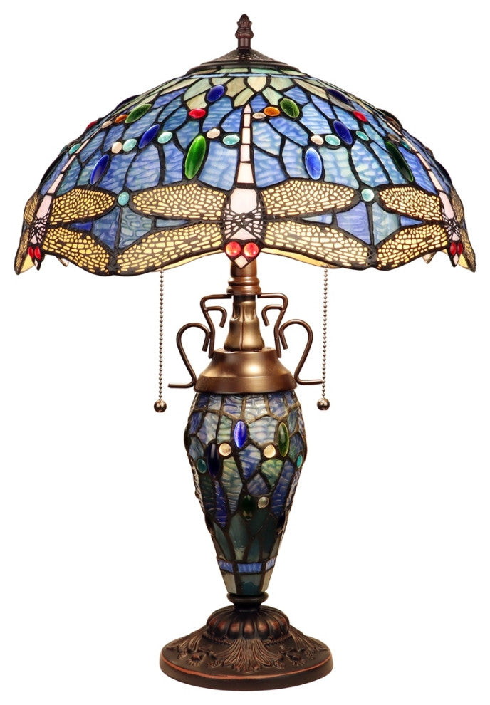 Chloe Lighting Sunniva Dragonfly-Style 3 Light Double Lit Table Lamp 16" Wide
