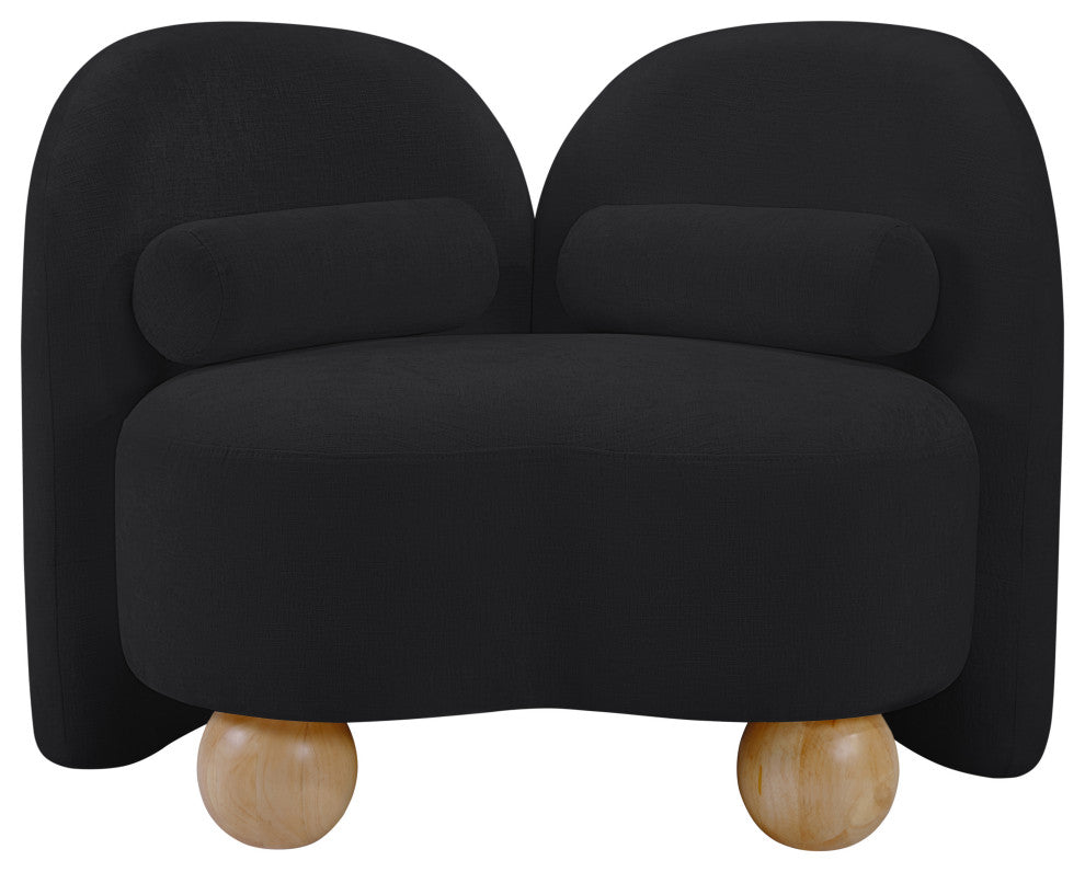 Daphne Upholstered Chair/Loveseat/Sofa, Black, Chenille Fabric, Chair