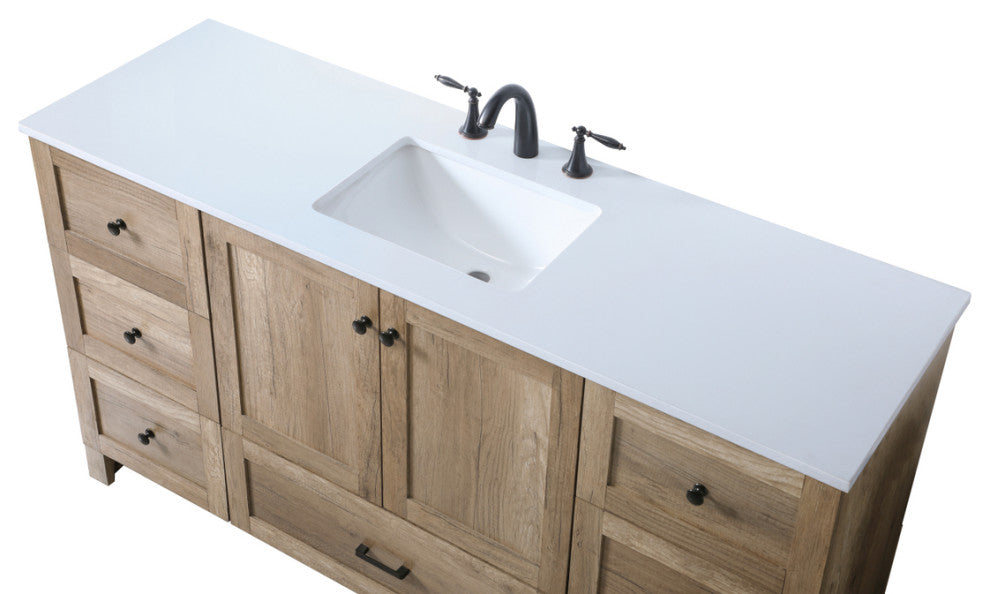 Home Living 60" SIngle Bathroom Vanity, Natural Oak