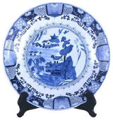 Blue and White Porcelain Chinese Blue Willow Plate 16"