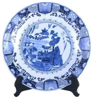Blue and White Porcelain Chinese Blue Willow Plate 16"