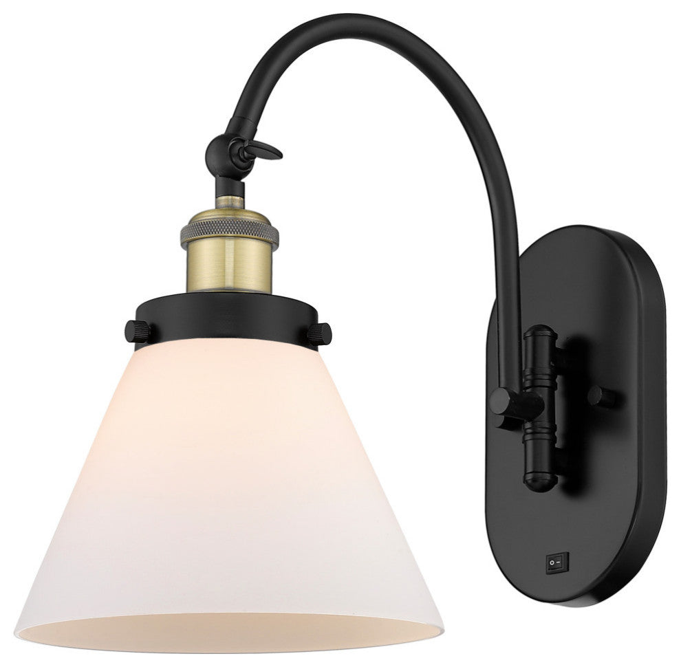 Cone Sconce, Black Antique Brass, Matte White, Matte White