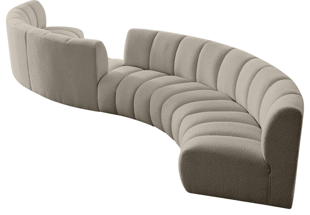 Infinity Boucle Fabric Upholstered 6-Piece S-Shaped Modular Sectional, Brown