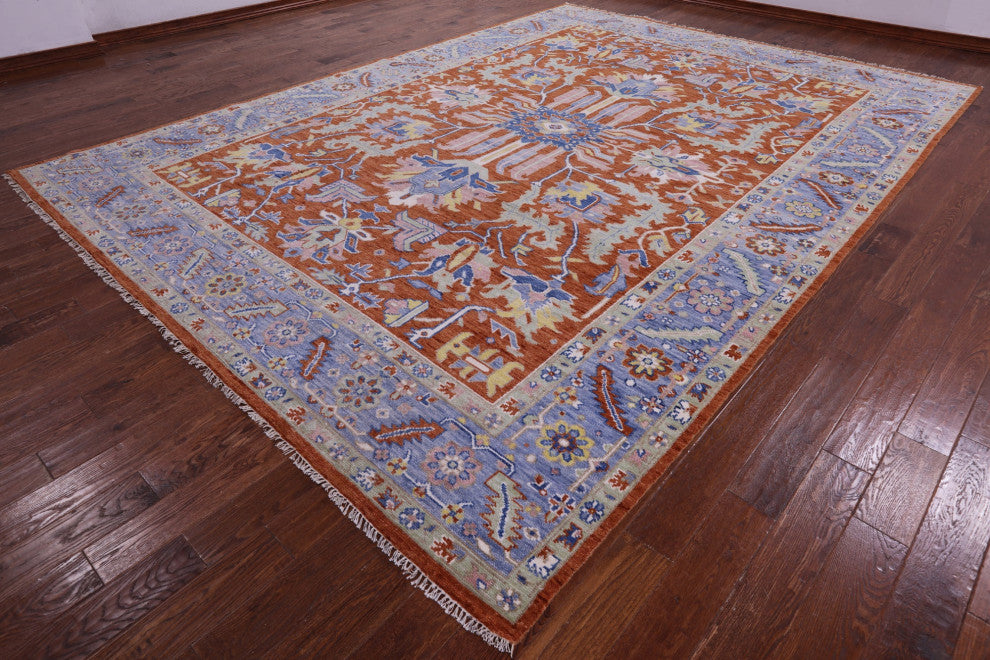 10' 2" X 14' 0" Persian Heriz Serapi Hand Knotted Wool Rug - Q13710