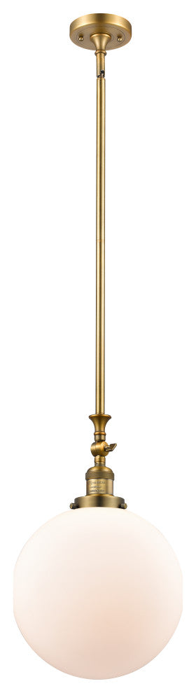 Beacon Mini Pendant, Brushed Brass, Matte White