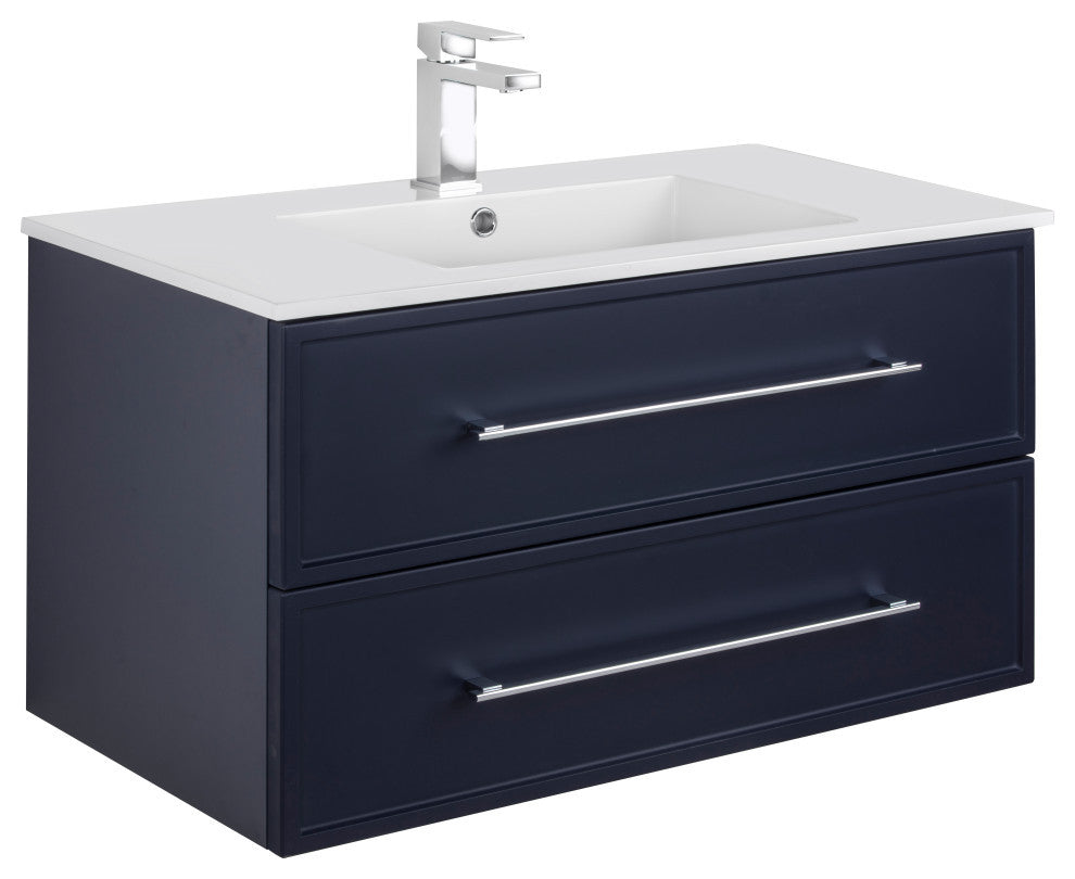 Milano Wall Hung Vanity, Blue, 36"