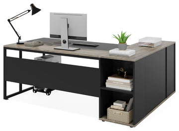 Tribesigns Executive Desk, L Shaped Desk with Cabinet Storage