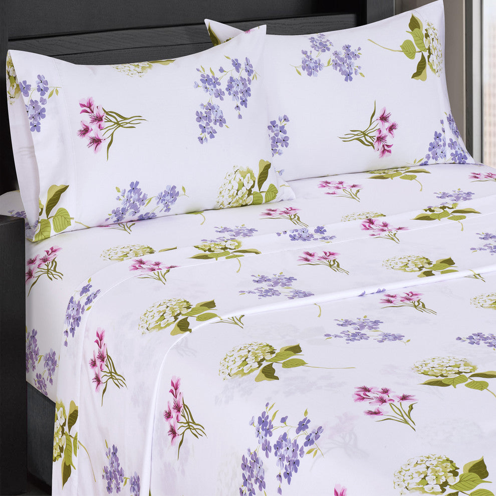 Blossom 100% Cotton Flower Print Sheet Set, Queen