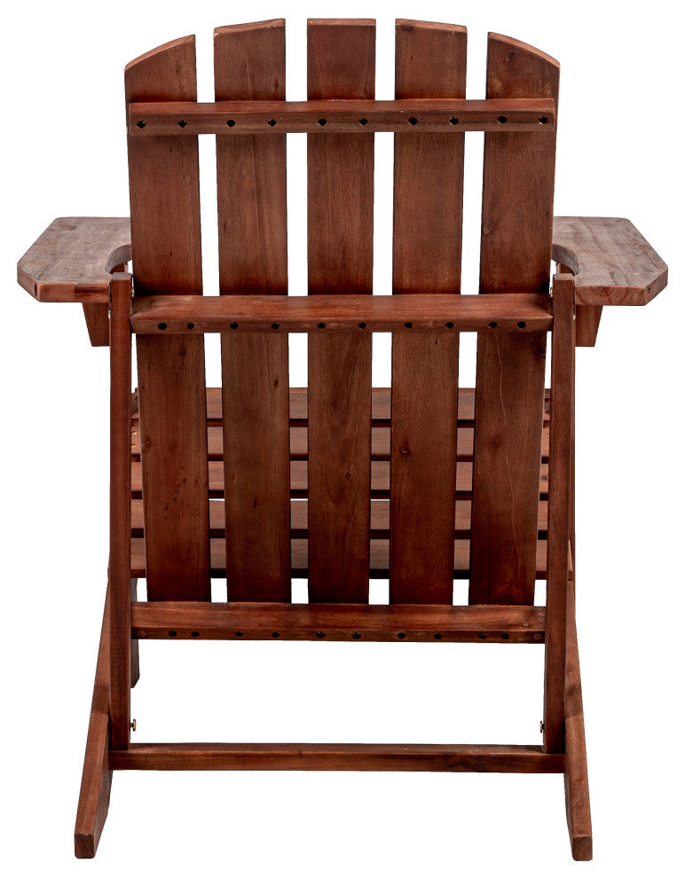 Westport Outdoor Patio Traditional Acacia Wood Adirondack Chair, Dark Brown
