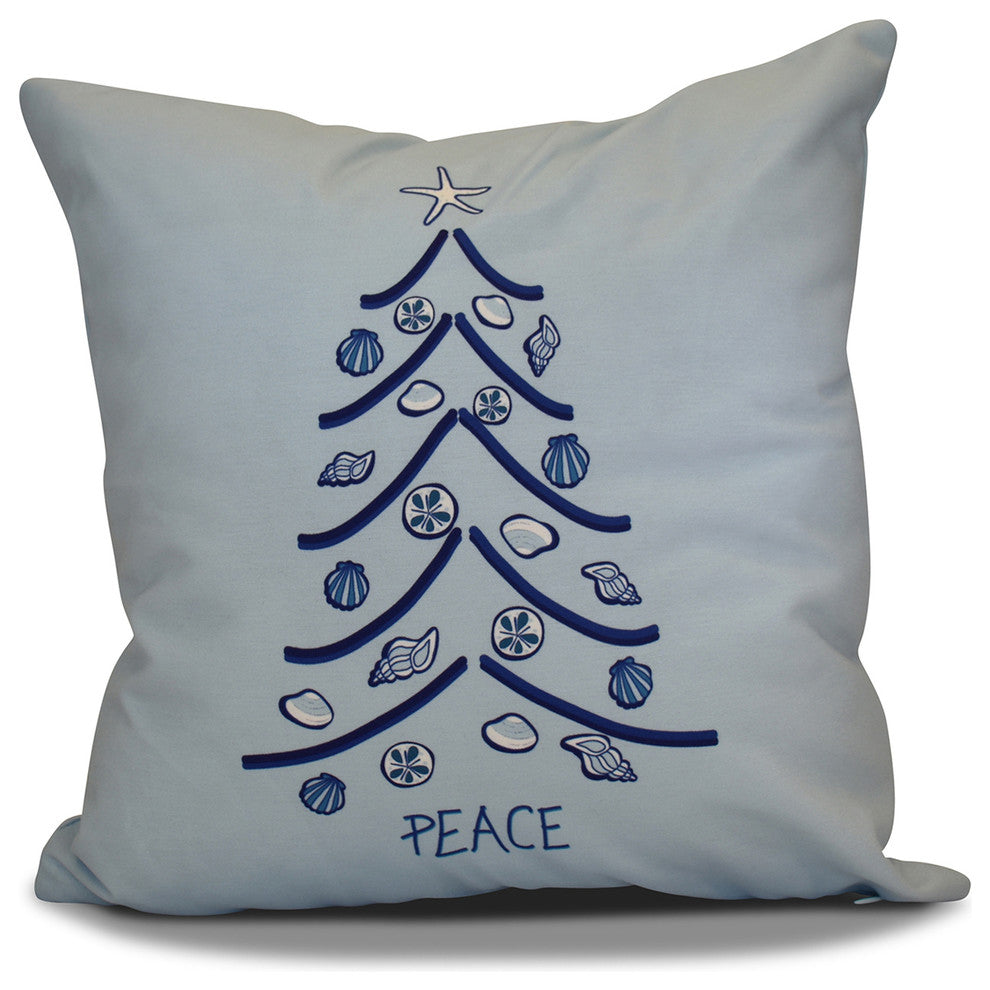 Decorative Holiday Pillow Geometric Print, Light Blue, 16"x16"
