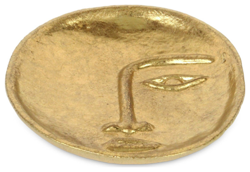 Roven Cara Golden Cast Iron Abstract Face Dish