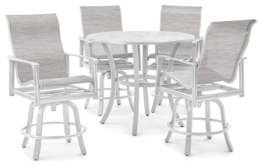 Aspen Sling High Back Swivel Balcony Stool, Coastal Mist