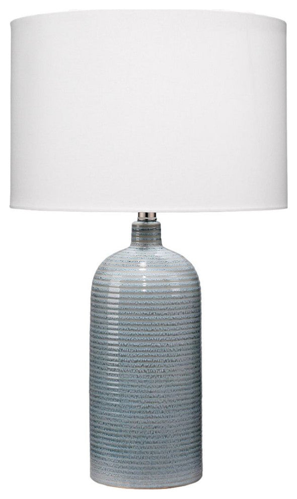 Ribbed Blue Reactive Glaze Table Lamp 25.5 in Ceramic Bottle Shape Farmhouse