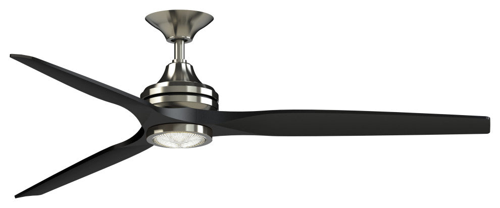 Fanimation Spitfire 64" Fan/LED Light, Brushed Nickel, Brushed Nickel/Black Blades