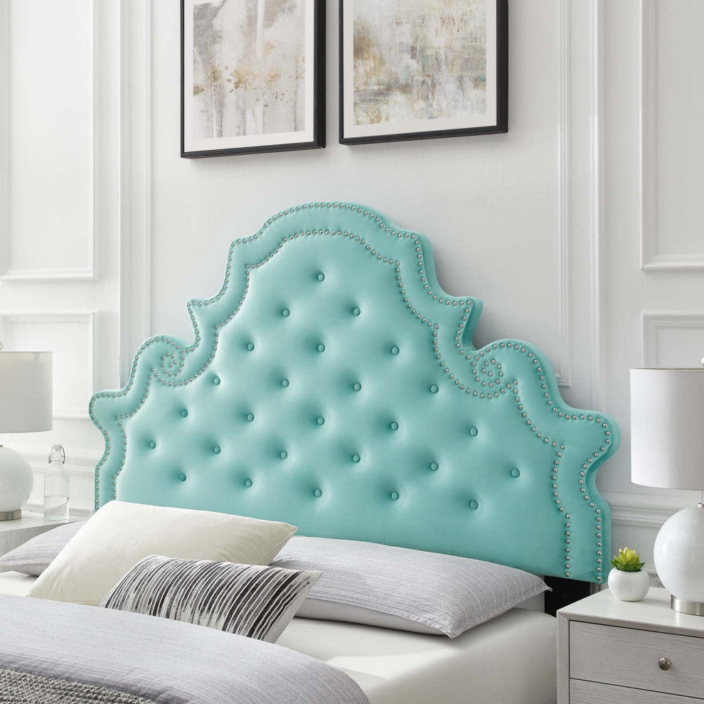 Diana Tufted Performance Velvet Twin Headboard Mint