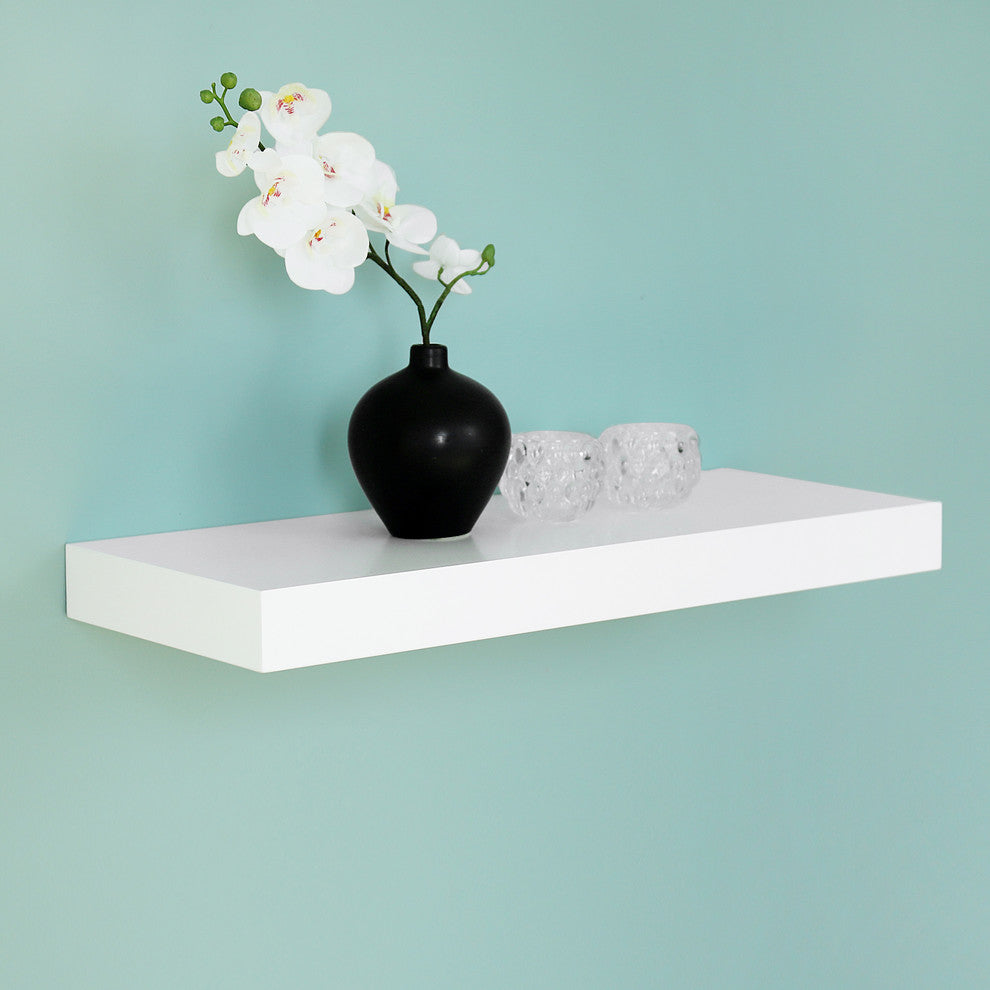 Chicago Floating Wall Shelf, White, 16