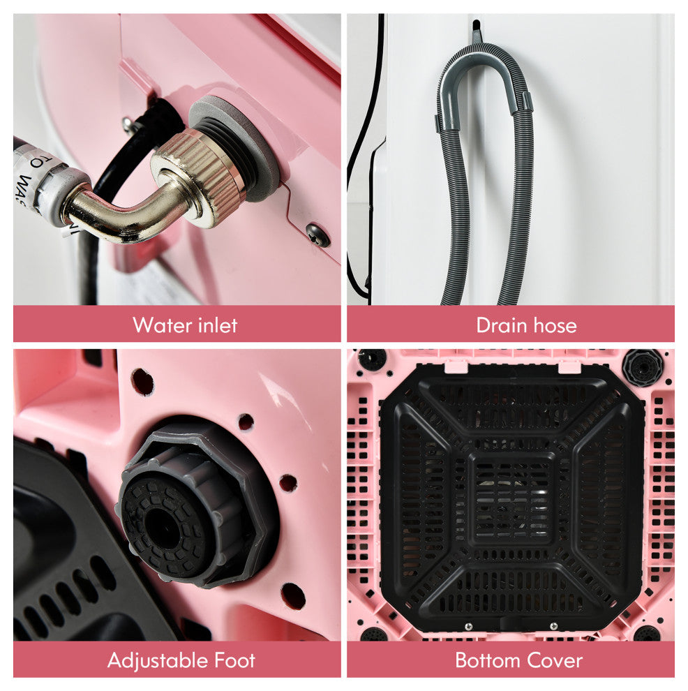 Costway 8lbs Portable Fully Automatic Washing Machine W/ Drain Pump Pink
