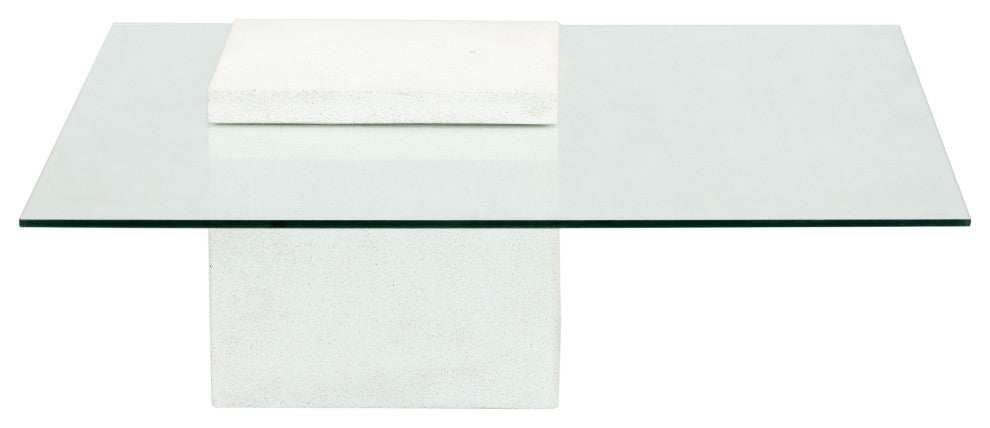 Safavieh Couture Sophibeth Concrete Coffee Table, Ivory/Clear