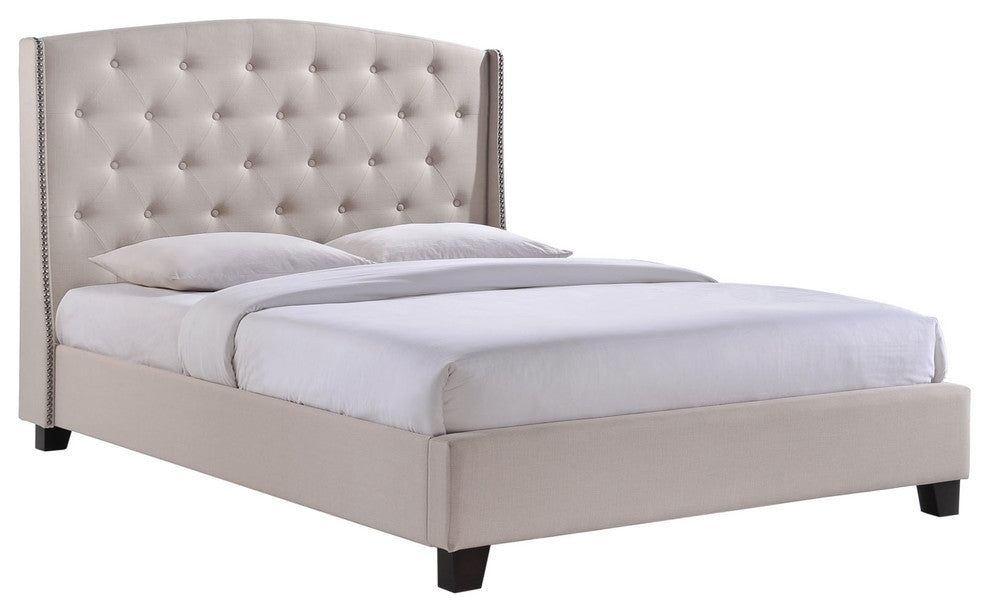 Modern Contemporary Bedroom Queen Bed Frame Beige