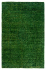 Overdyed, One-of-a-Kind Hand-Knotted Area Rug Green, 4'7"x6'10"