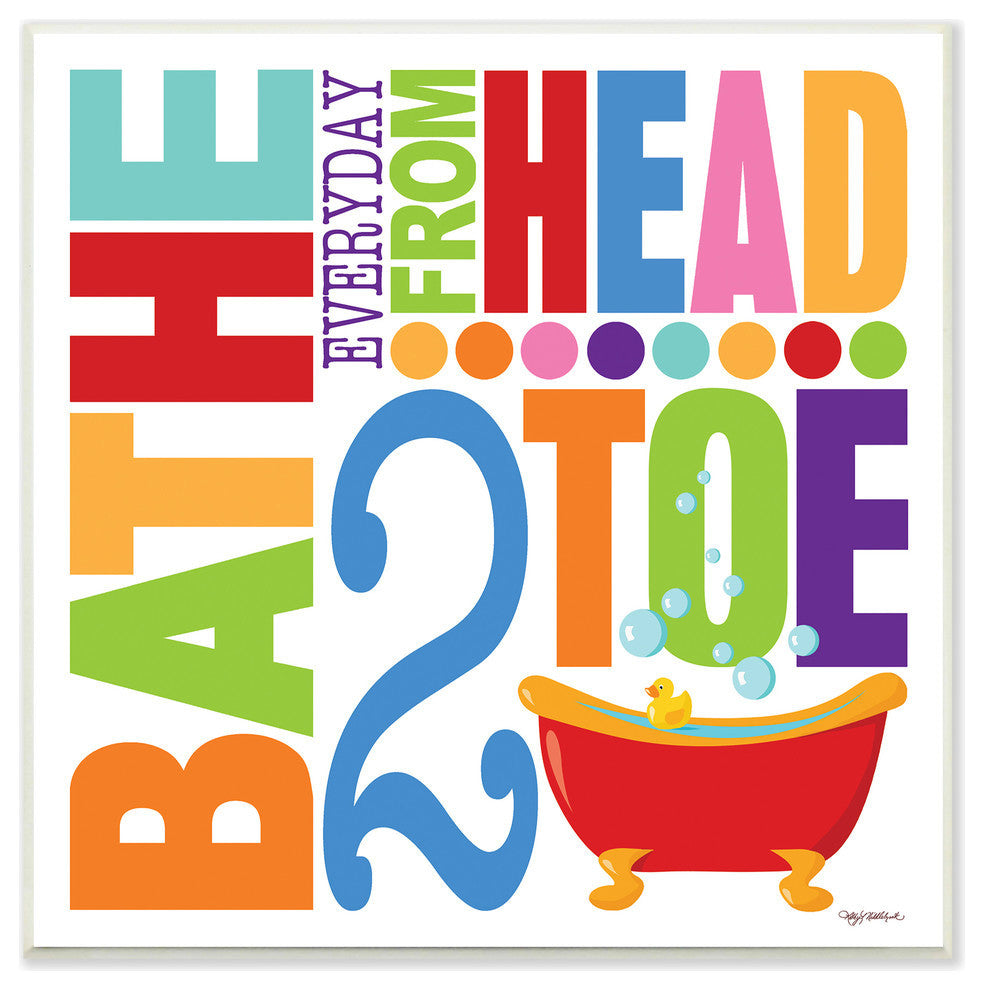 Stupell Industries Bathe Everyday Head 2 Toe Colorful Bath Art, 12 x 12