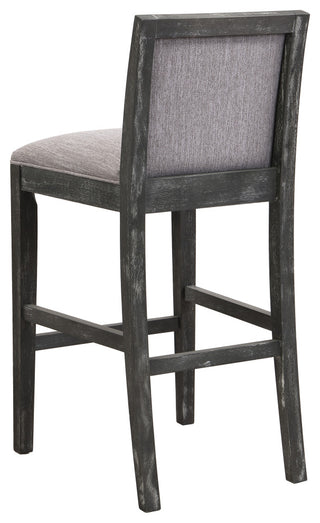 GDF Studio Retro Upholstered Barstools, Rubberwood Frame, Set of 2, Black/Gray