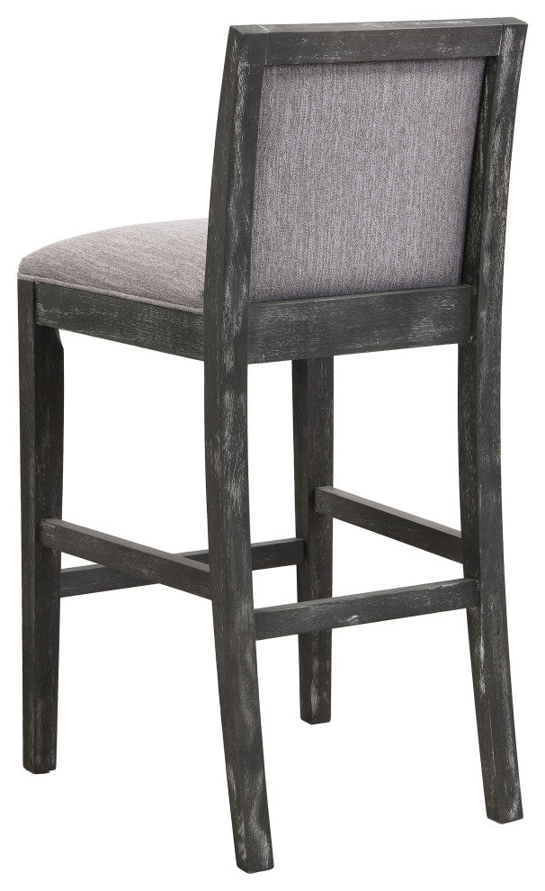 GDF Studio Retro Upholstered Barstools, Rubberwood Frame, Set of 2, Black/Gray