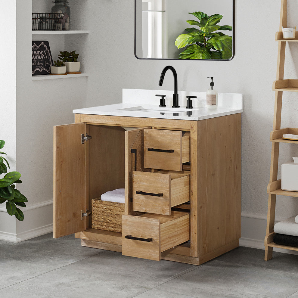 Bellavia Bath Vanity, Weathered Fir, 36", No Mirror