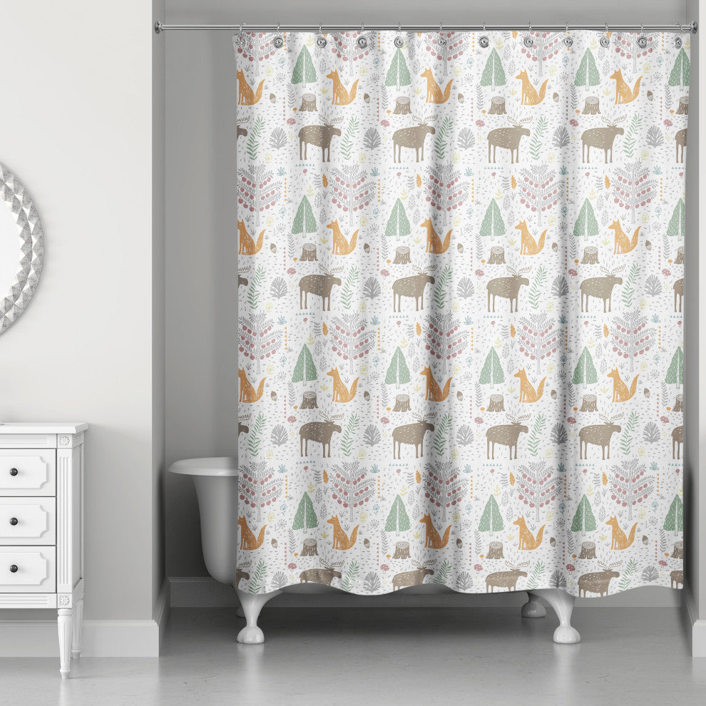 Woodland Animals Patten 71x74 Shower Curtain