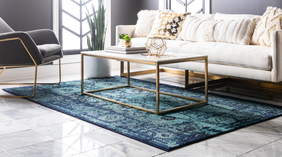 Rug Unique Loom Medici Turquoise Rectangular 3' 3 x 5' 3