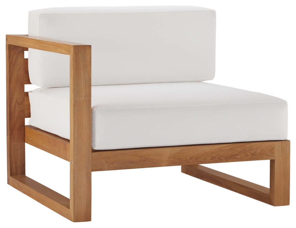 Upland Outdoor Patio Teak Wood 4-Piece Furniture Set Natural White