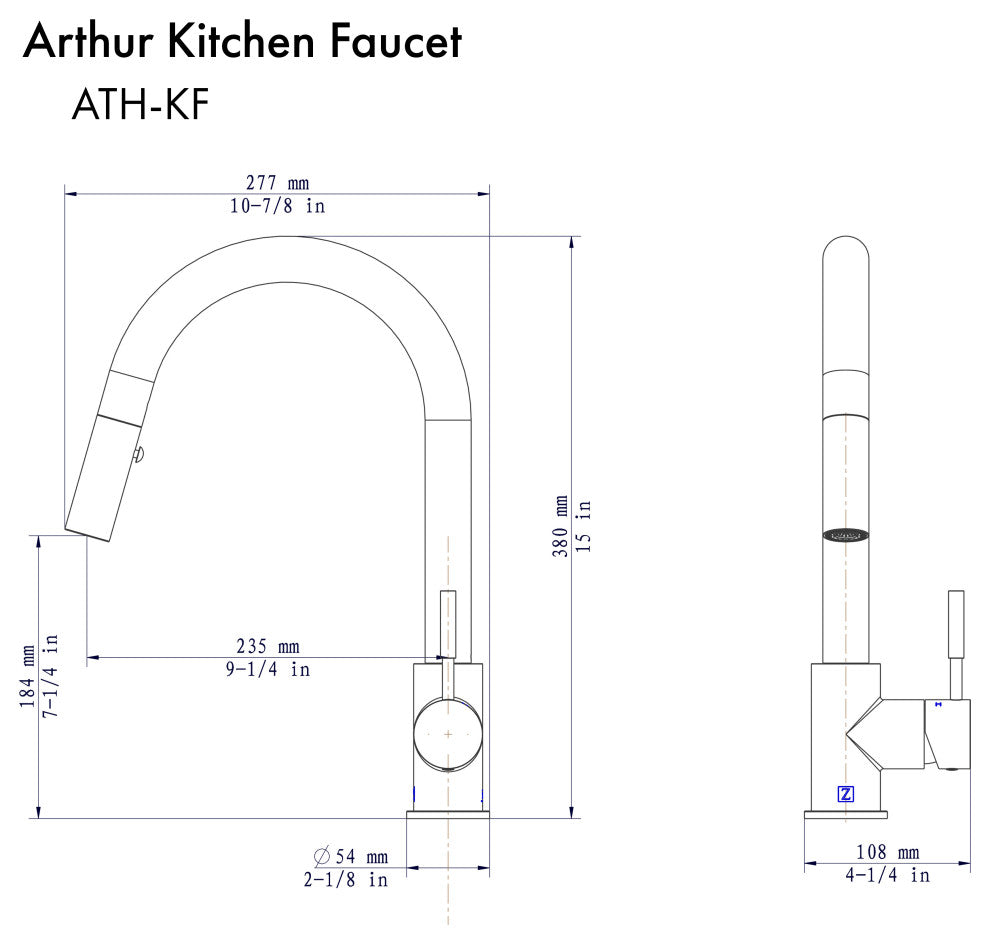ZLINE Arthur Kitchen Faucet in Matte Black (ATH-KF-MB)