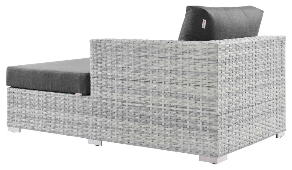 Lounge Chair Chaise, Rattan, Wicker, Gray, Modern, Outdoor Patio Bistro