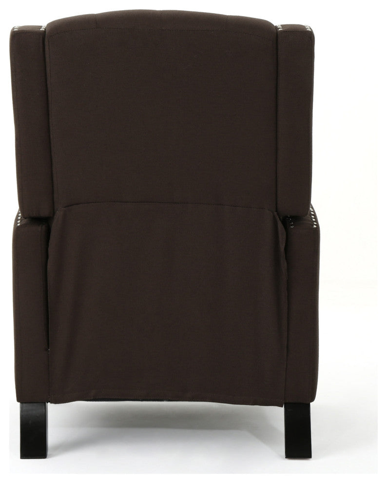 GDF Studio Ingrid Tufted Back Fabric Recliner Chair, Coffee