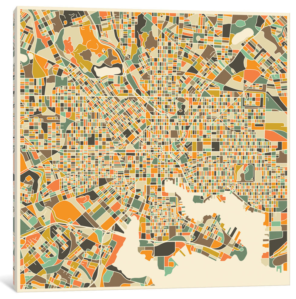 "Abstract City Map of Baltimore" by Jazzberry Blue, 12x12x1.5