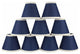 Navy Blue 3x6x5" Cotton Chandelier Shade With Natural Trim, Set of 9