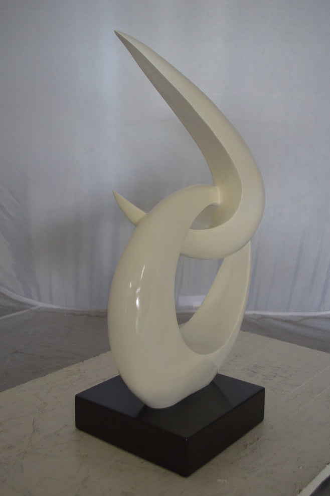 Modern Art White Boomerang Statue made of Resin -  Size: 13"L x 8"W x 23"H.
