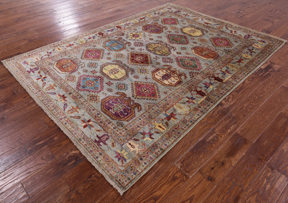 Fine Turkmen Ersari Handmade Wool Rug 5' 8" X 7' 8" - Q12216